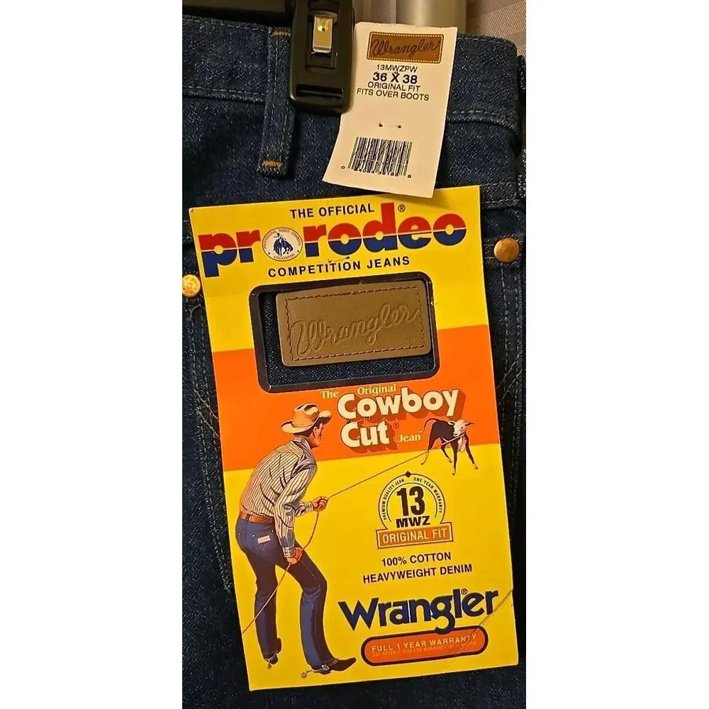 NWT Wrangler Men's Cowboy Cut® Original Fit Prewashed Indigo Jeans 13MWZPW 36x38